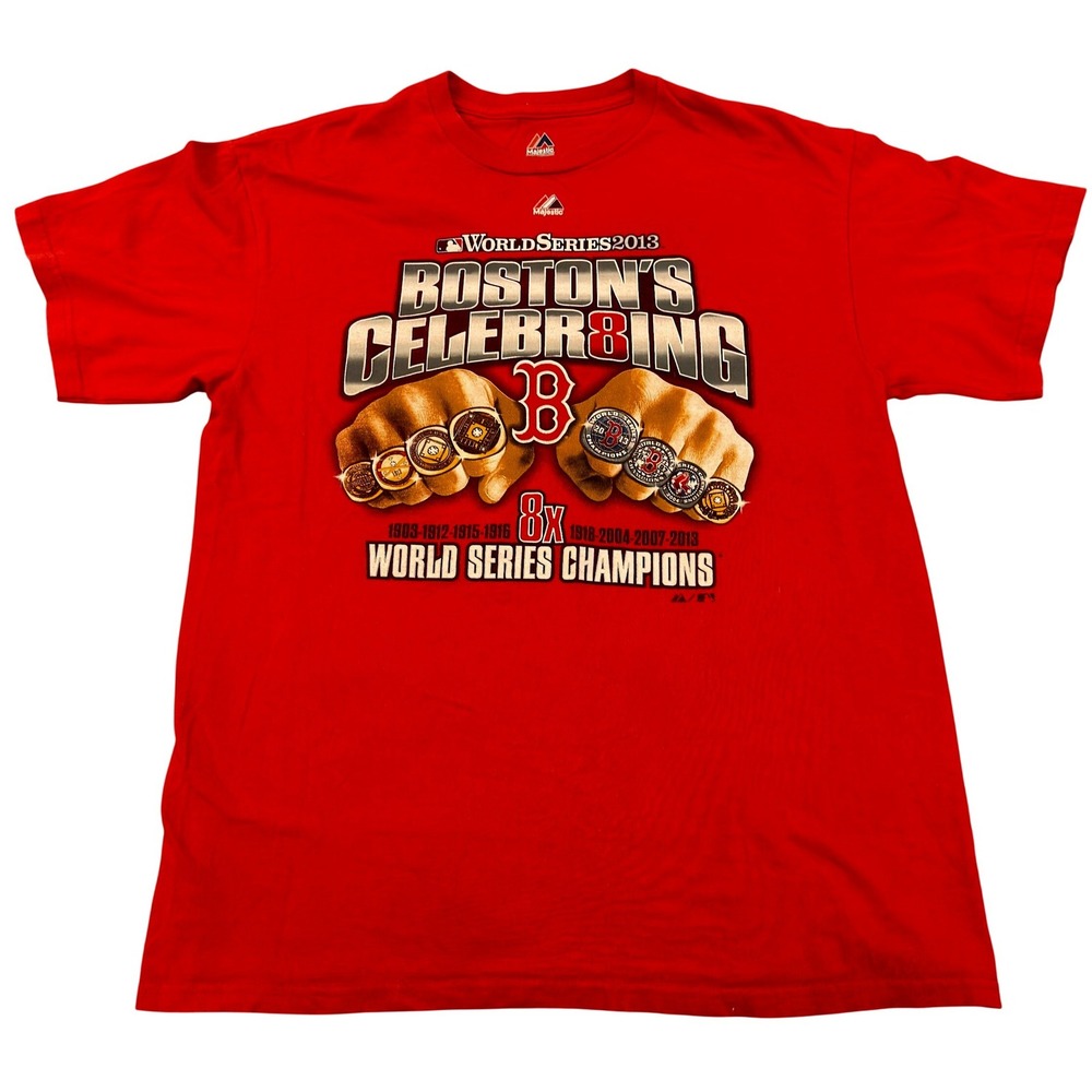 Majestic Boston Red Sox 2013 World Series Champions T-Shirt Red Mens Large 8X